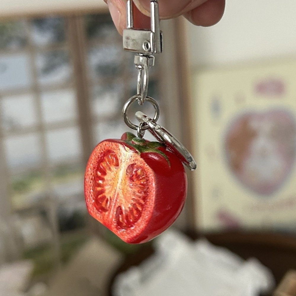 Phone Accessories Red - 1/3pcs 3D Red Tomato Keychain Resin