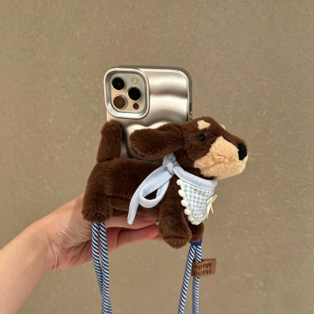 Phone Accessories Stand - Cute Cartoon Dachshund Plush Doll Phone