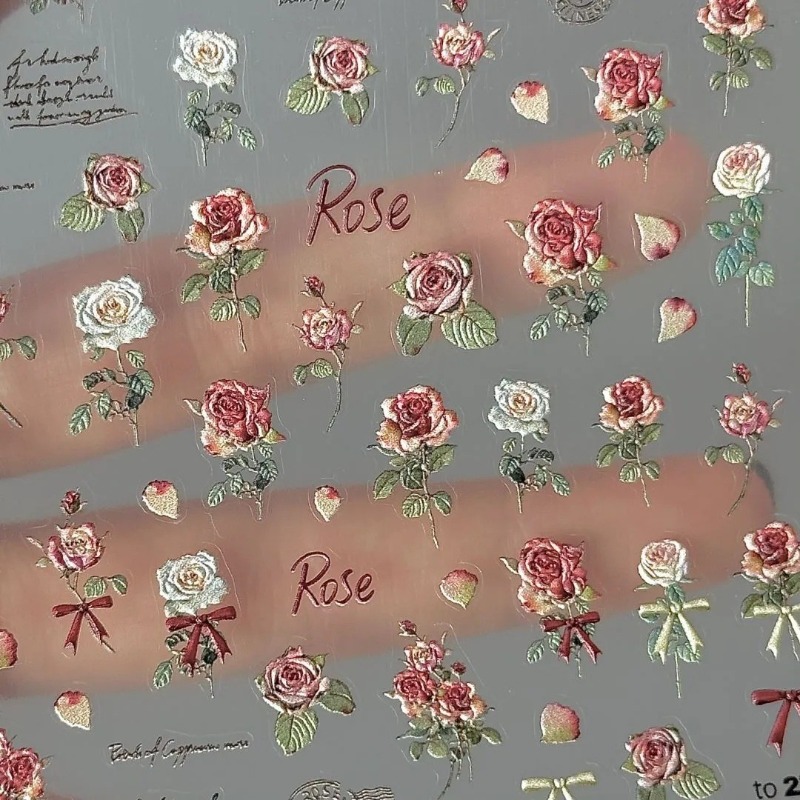Phone Accessories Red - 5Pcs Ins Retro Rose Sticker High