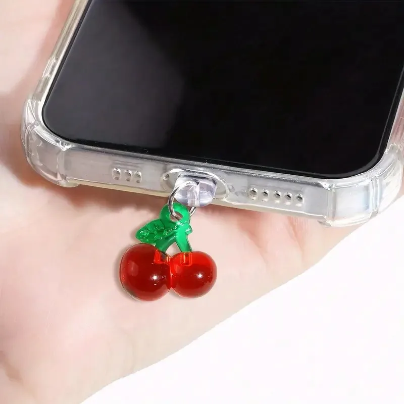 Phone Accessories Red - 1pcs Red Cherry Phone Dust Plug