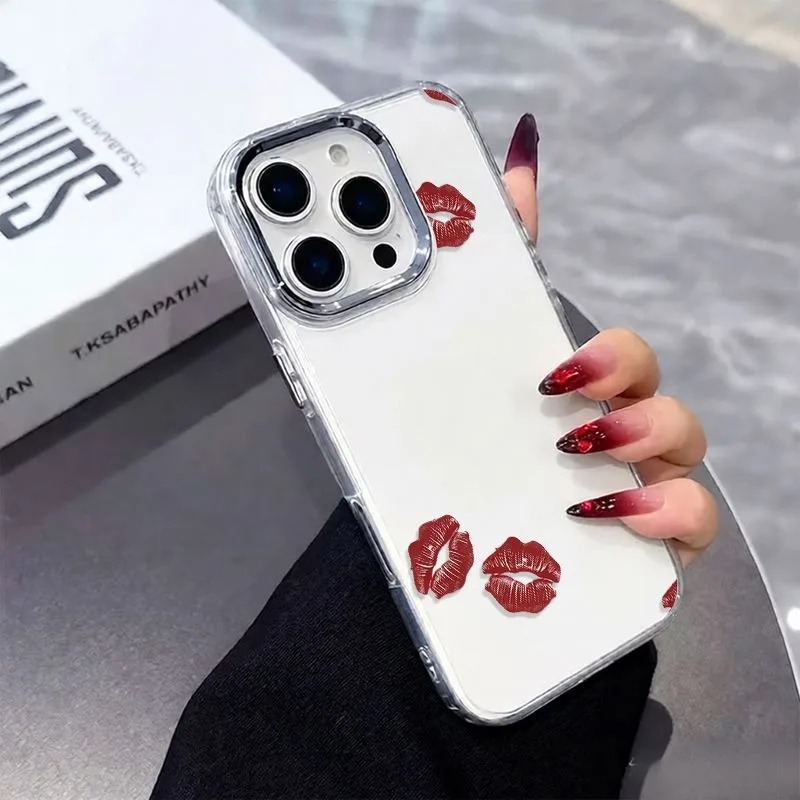 Clear Transparent Red Lip Prin - Phone Accessories Red recension och pris