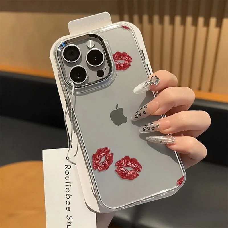 Clear Transparent Red Lip Prin - Phone Accessories Red recension och pris