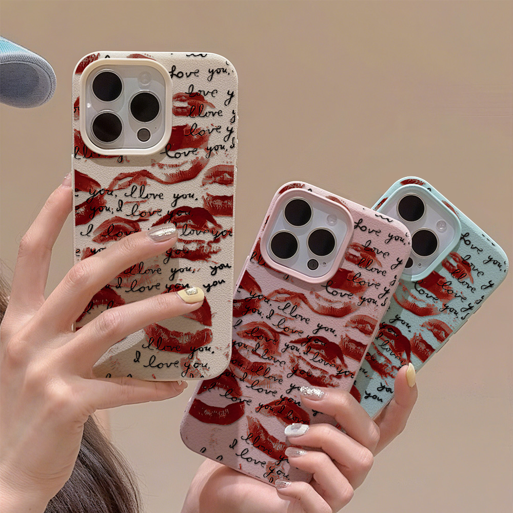 Bright Red Lips Leather Phone  - Phone Accessories Red recension och pris